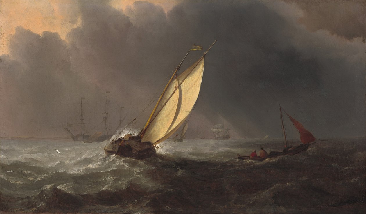 Før stormen, ca. 1700. av Willem van de Velde the Younger