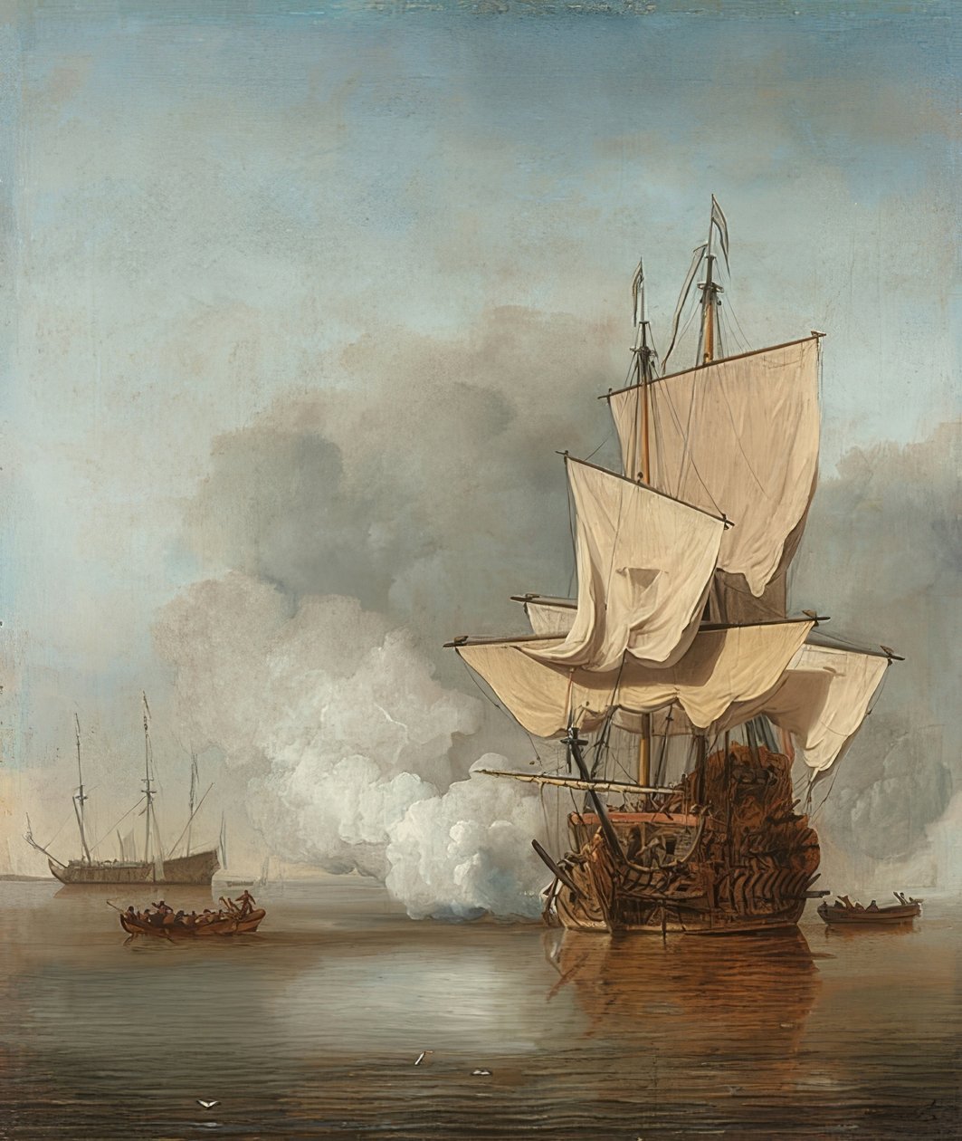 Kanonskuddet. Rundt 1680 av Willem van de Velde the Younger