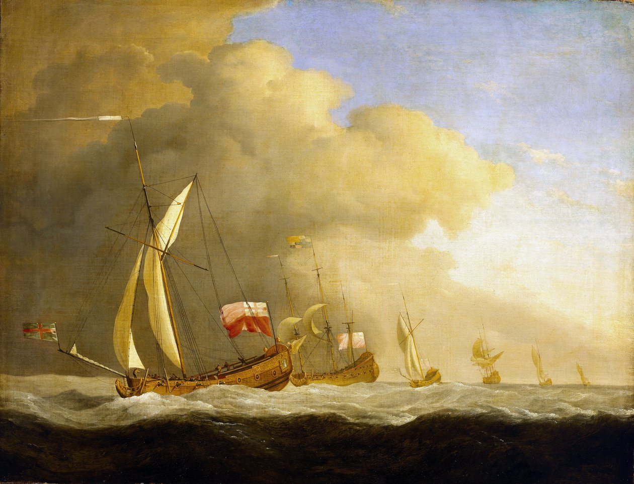 Gruppe av britiske kongelige yachter på sjøen av Willem van de Velde the Younger