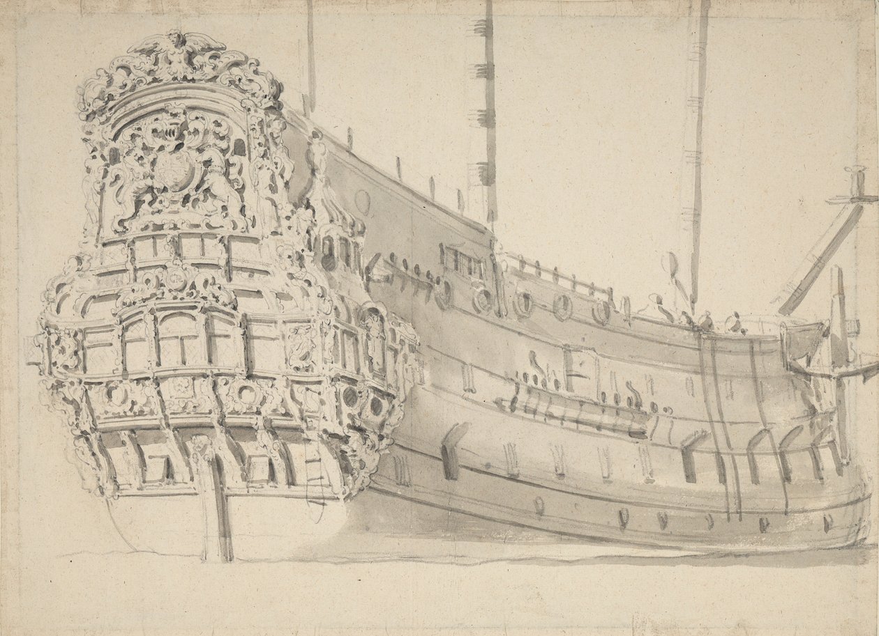 Portrett av «Jakob», ca. 1675 (blyant, lavering) av Willem van de Velde the Younger