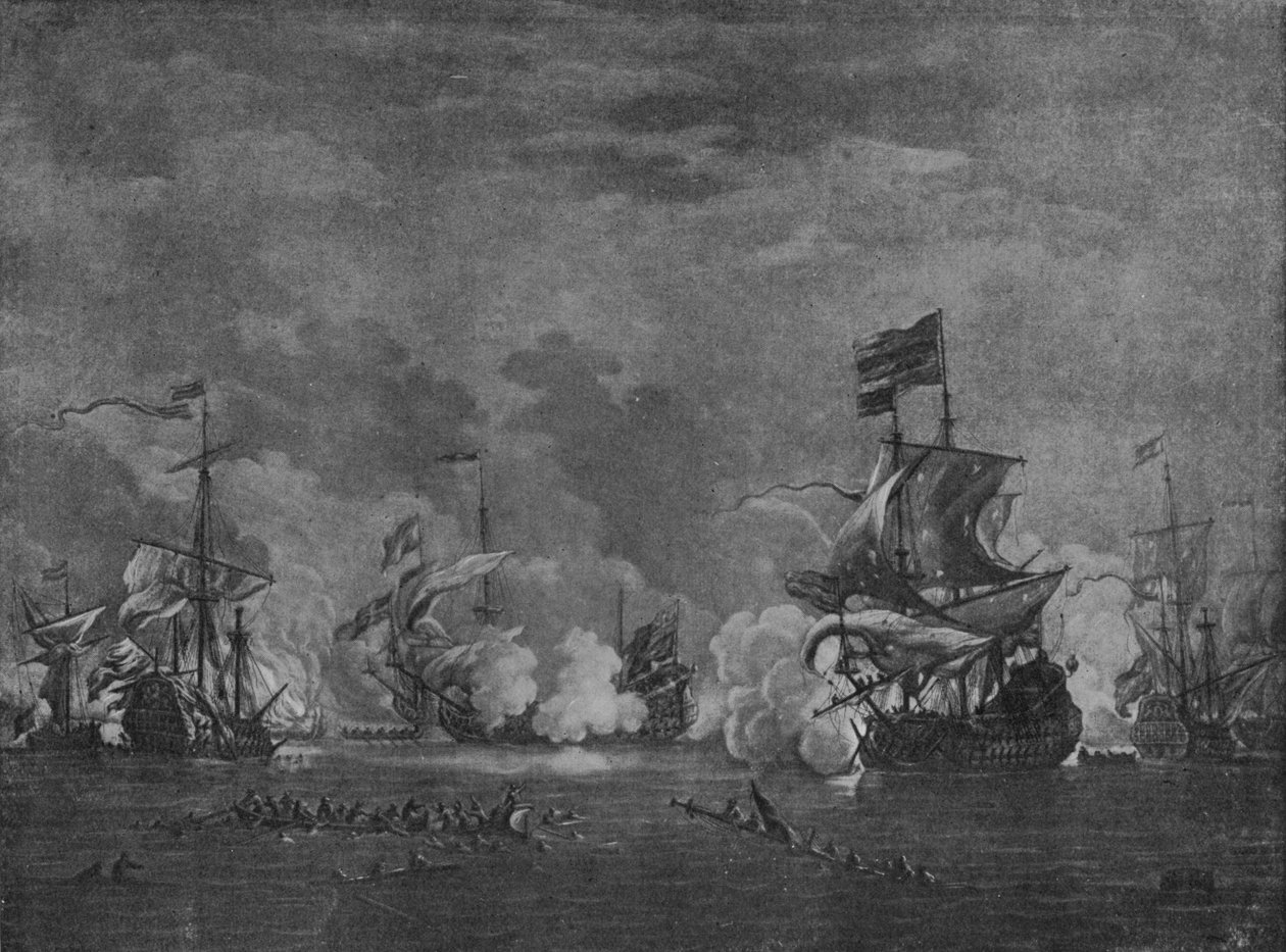 Sir Edward Spragge og Cornelius Tromp, sent på 1600-tallet av Willem van de Velde the Younger