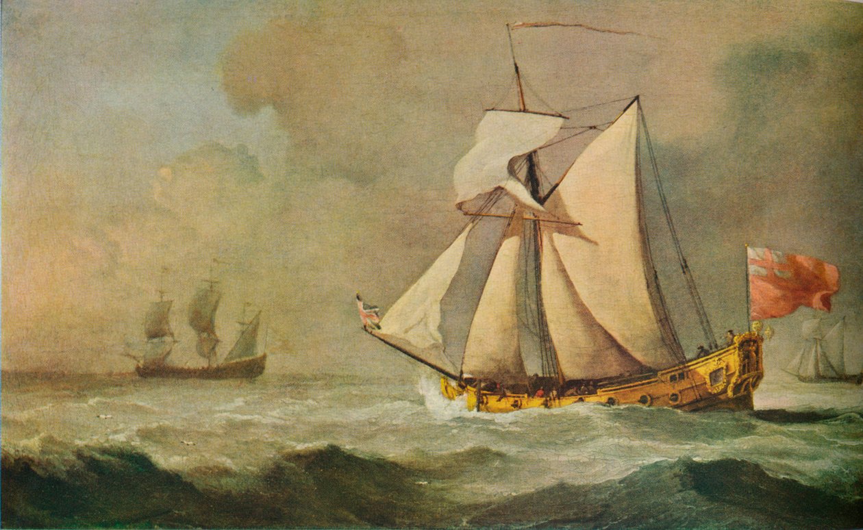 Cleveland Yacht til sjøs i en frisk bris, 1678 av Willem van de Velde the Younger