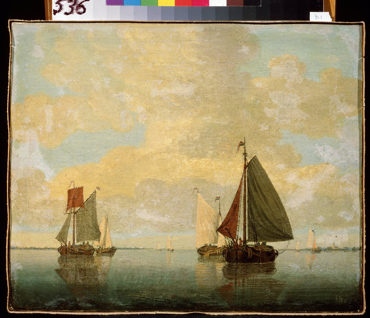 Seilbåter. Maleri av Willem van de Velde den yngre (1633-1707). Olje på lerret, 24,5 x 32,5 cm, slutten av 1600-tallet. Flamsk kunst, barokkstil. Eremitasjemuseet, St. Petersburg. av Willem van de Velde the Younger