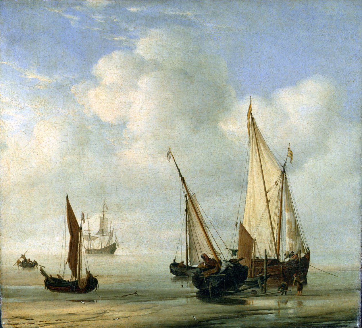 Stille hav. ca. 1650 (olje på lerret lagt på panel) av Willem van de Velde the Younger