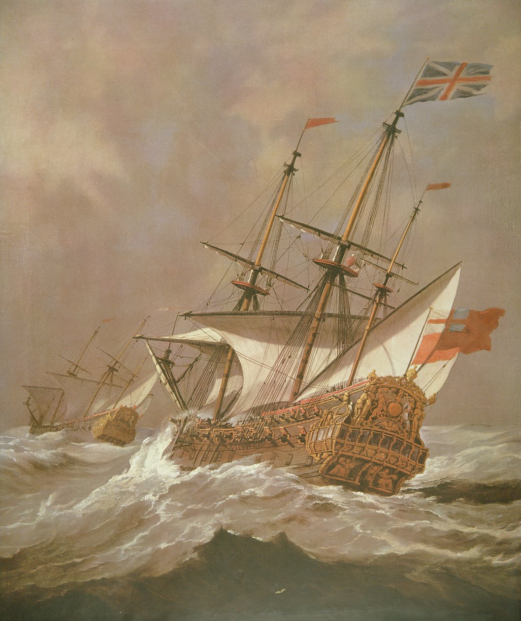 The English Ship Resolution in a Gale, ca. 1680 (olje på lerret) av Willem van de Velde the Younger