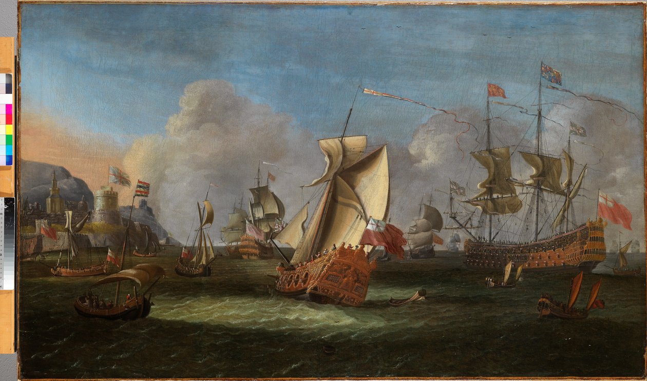 Kong William III utenfor kysten av Irland, juni 1690 olje på lerret av Willem van der Hagen