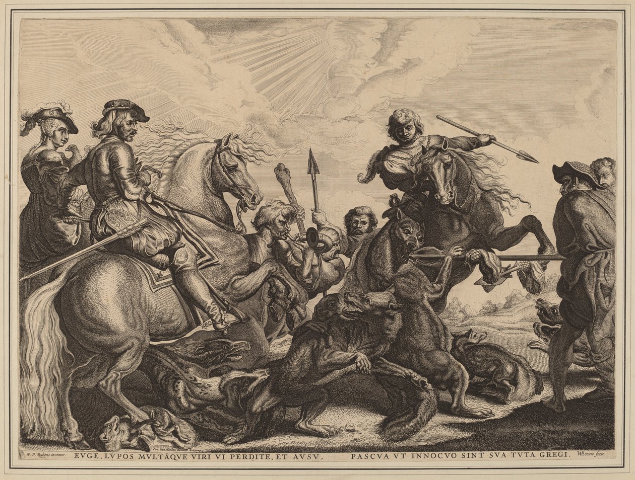 Ulvejakten av Willem van der Leeuw after Sir Peter Paul Rubens