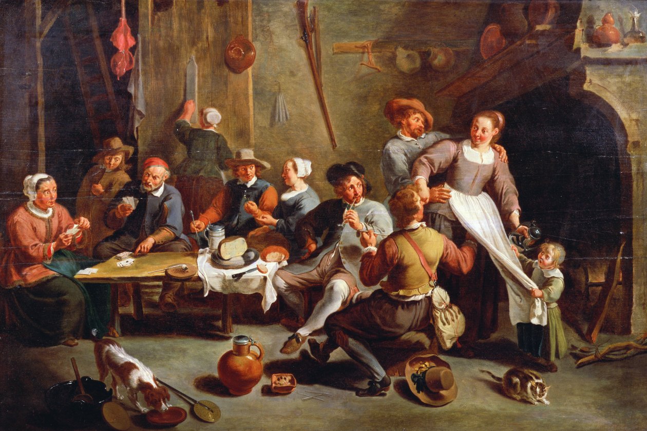 Interiør i et vertshus med kortspillere av Willem van the Elder Herp