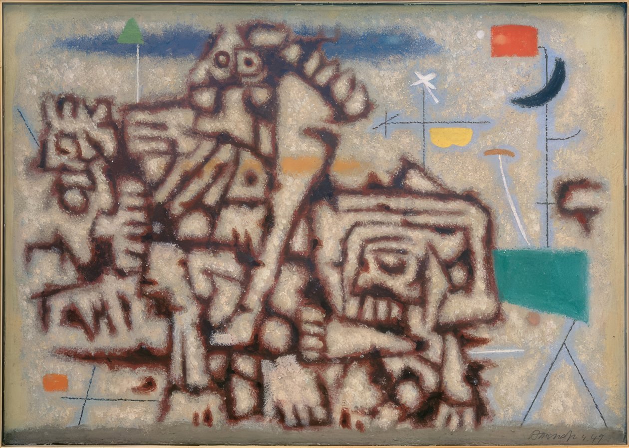 To tidsaldre med verdener (variant på blå) av Willi Baumeister