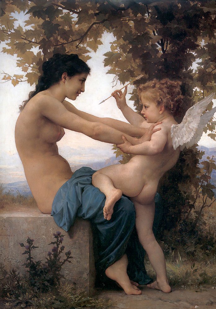 Ung jente som forsvarer seg mot Amor av William Adolphe Bouguereau