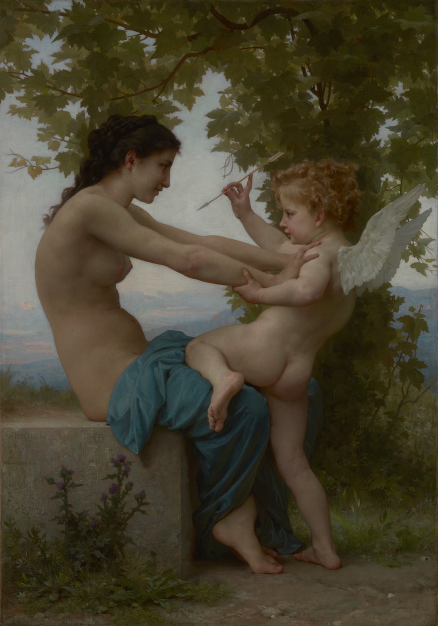 En ung jente som forsvarer seg mot Eros av William Adolphe Bouguereau