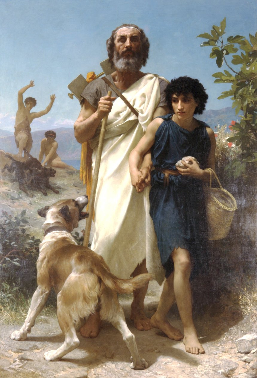 Homer og hans guide (1874) av William Adolphe Bouguereau