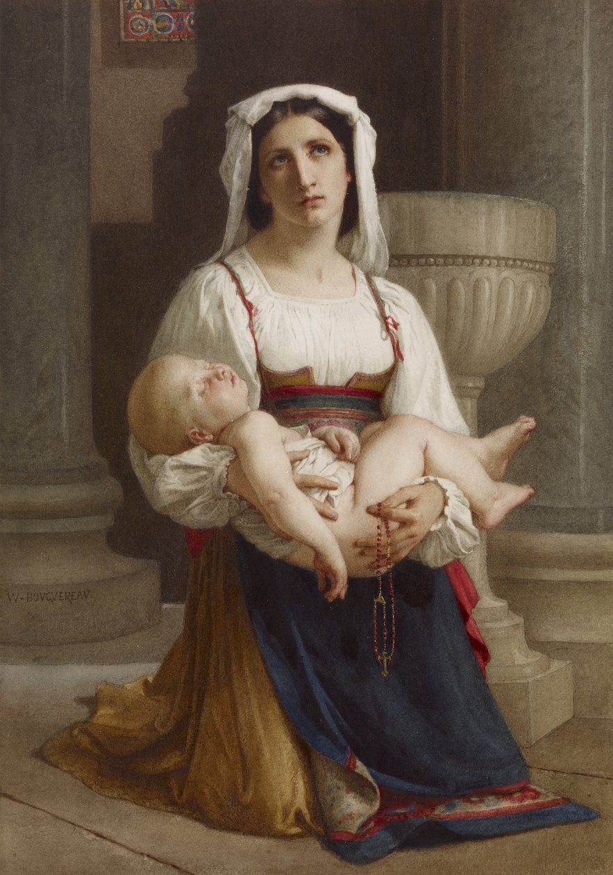 Italiensk bonde som kneler med barn av William Adolphe Bouguereau