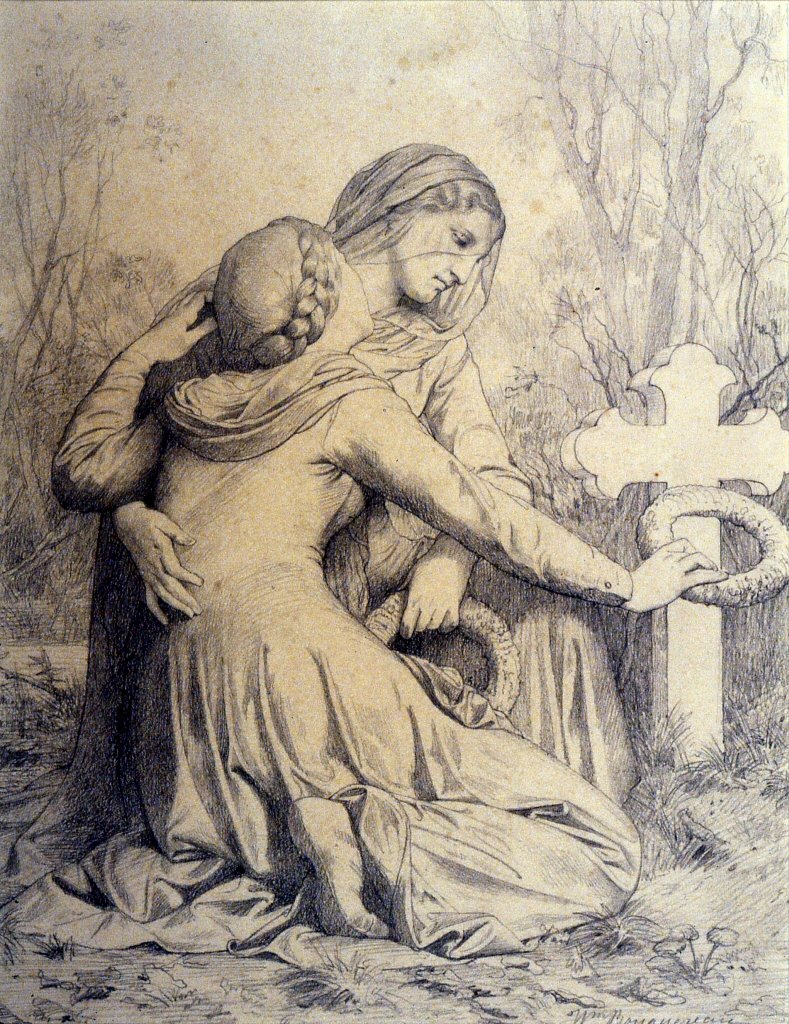 Sørgende kvinner kneler på Grave av William Adolphe Bouguereau
