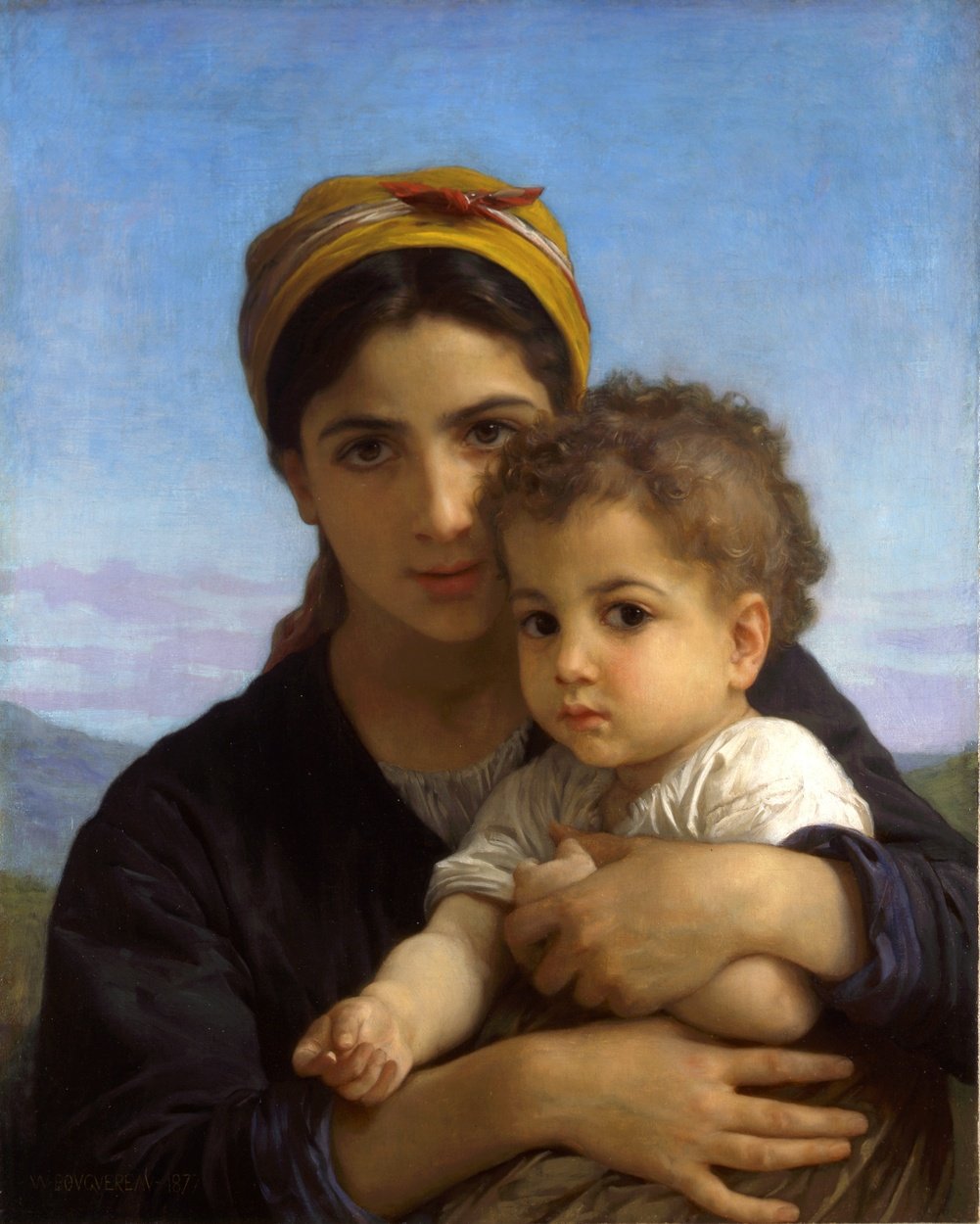 Ung jente og barn av William Adolphe Bouguereau