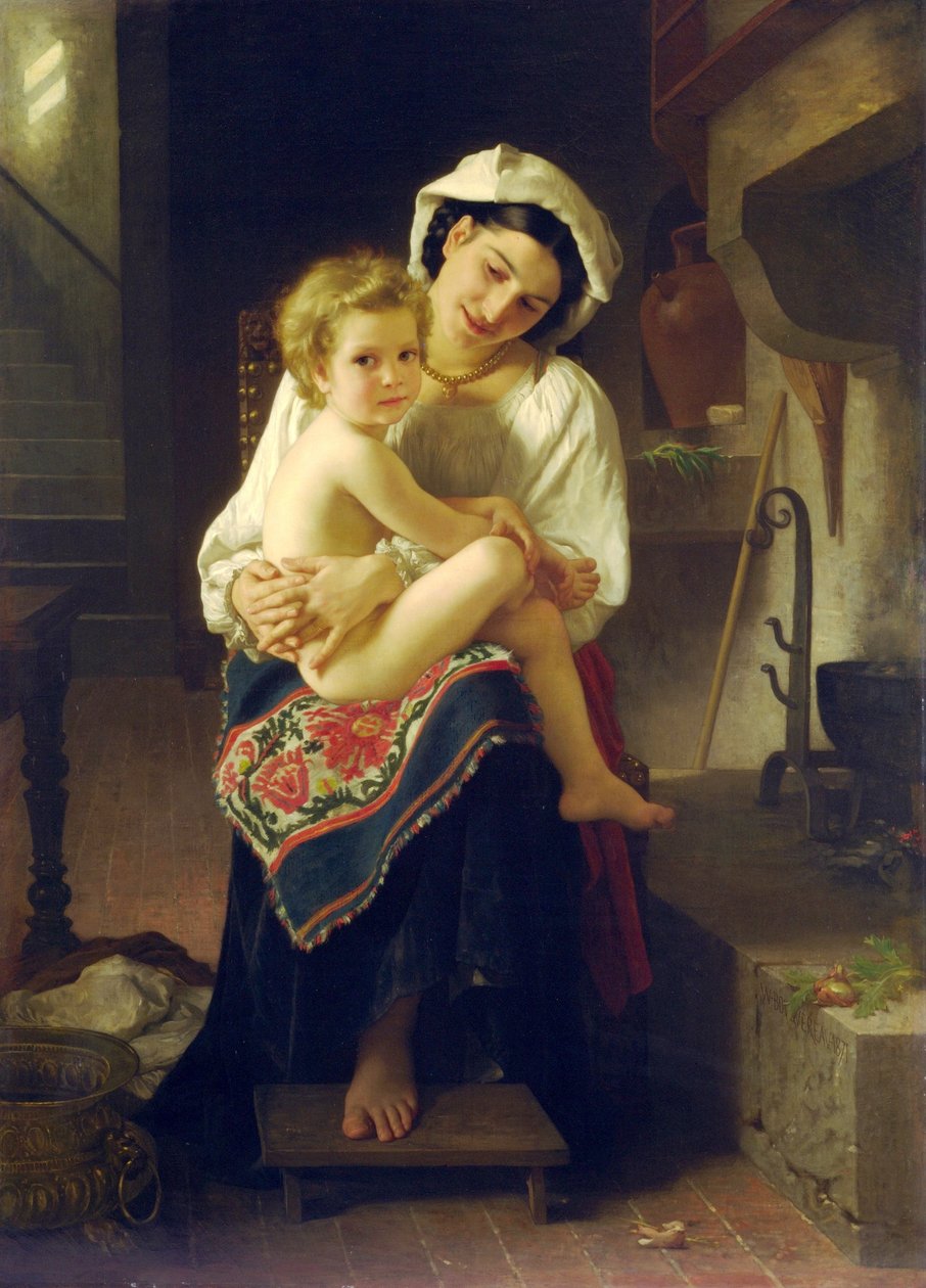 Ung mor stirrer på barnet hennes av William Adolphe Bouguereau