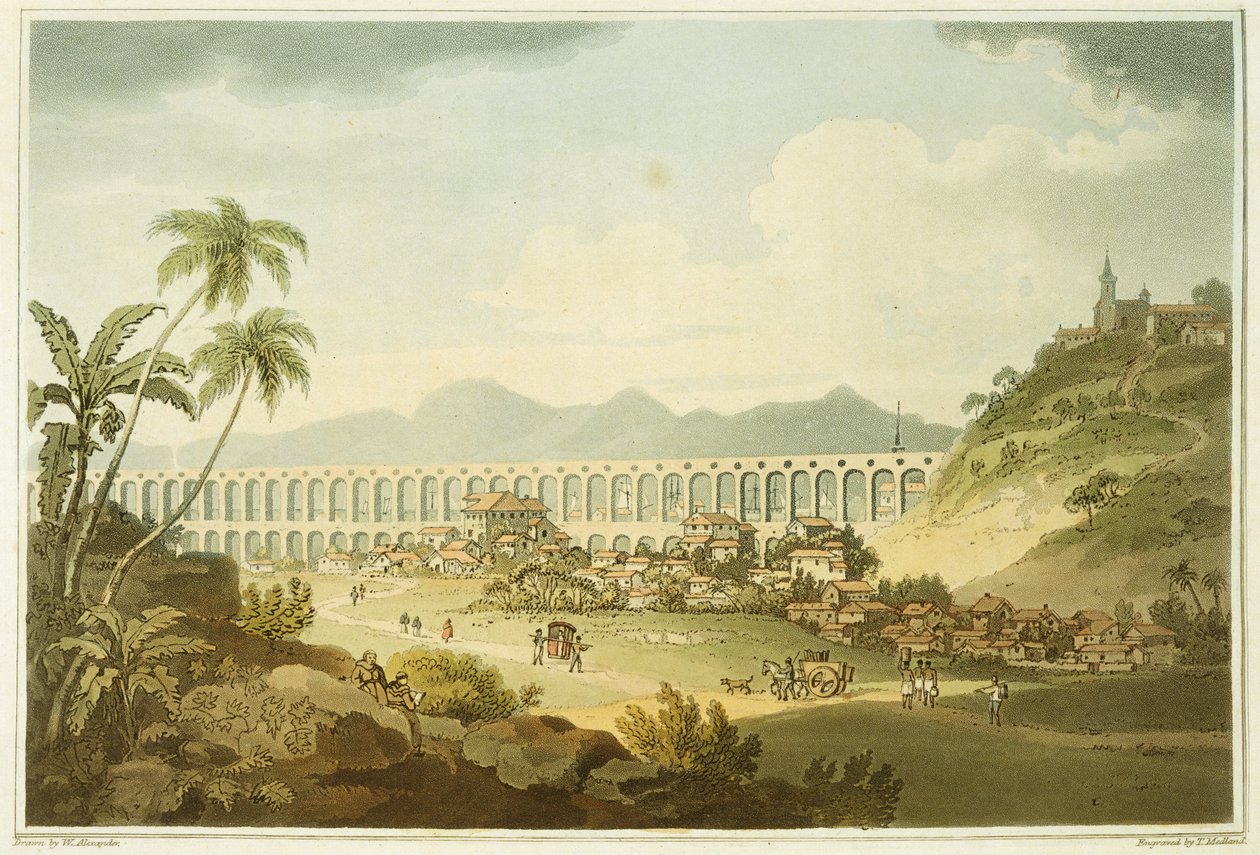 Arcos de Carioco, eller Grand Aqueduct i Rio de Janeiro, plate 5 fra 