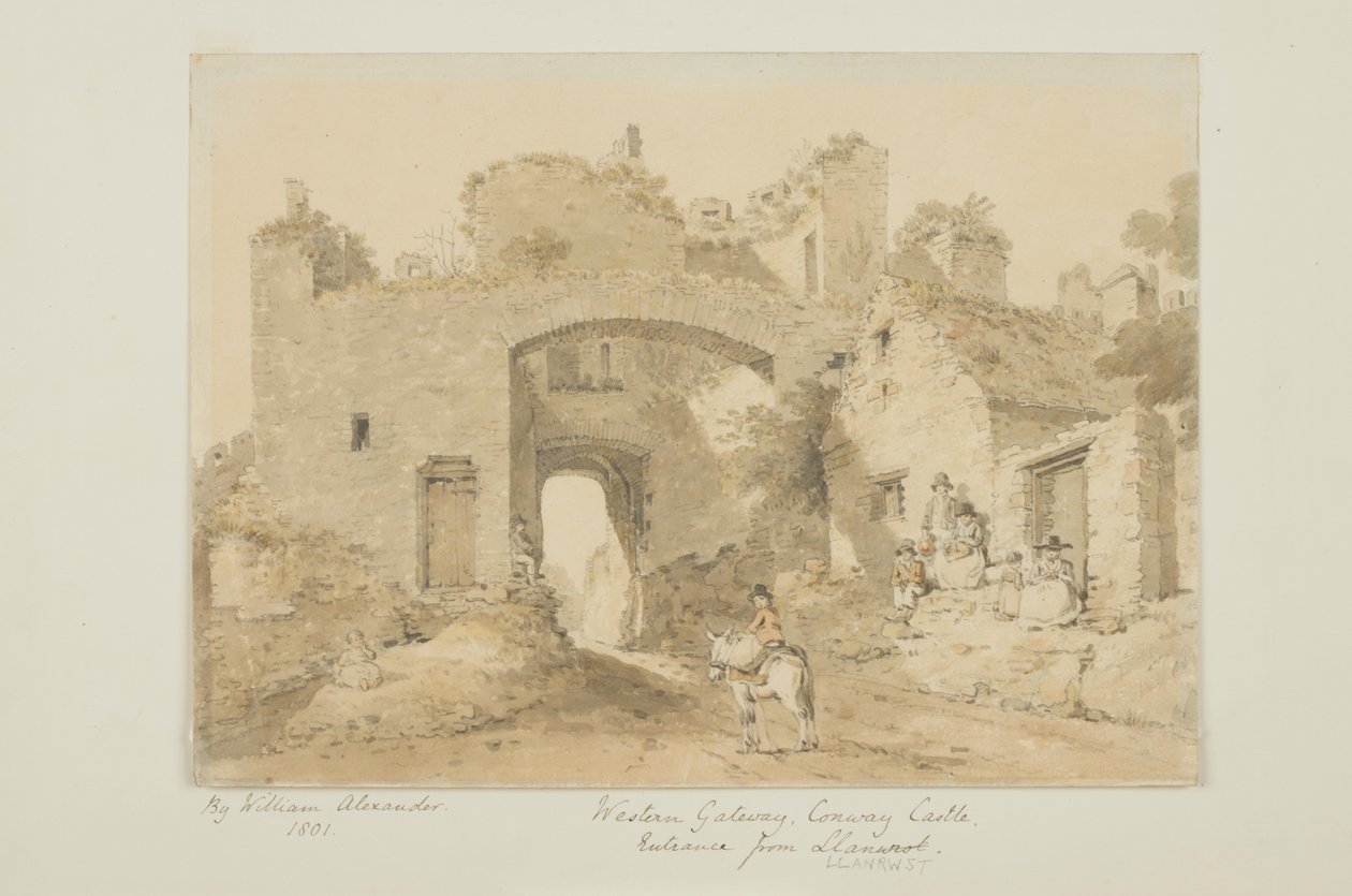 Conway Castle (blyant og wc på papir) av William Alexander