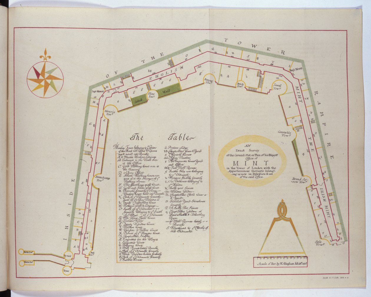 Plan for Royal Mint in the Tower, 1701 av William Alingham