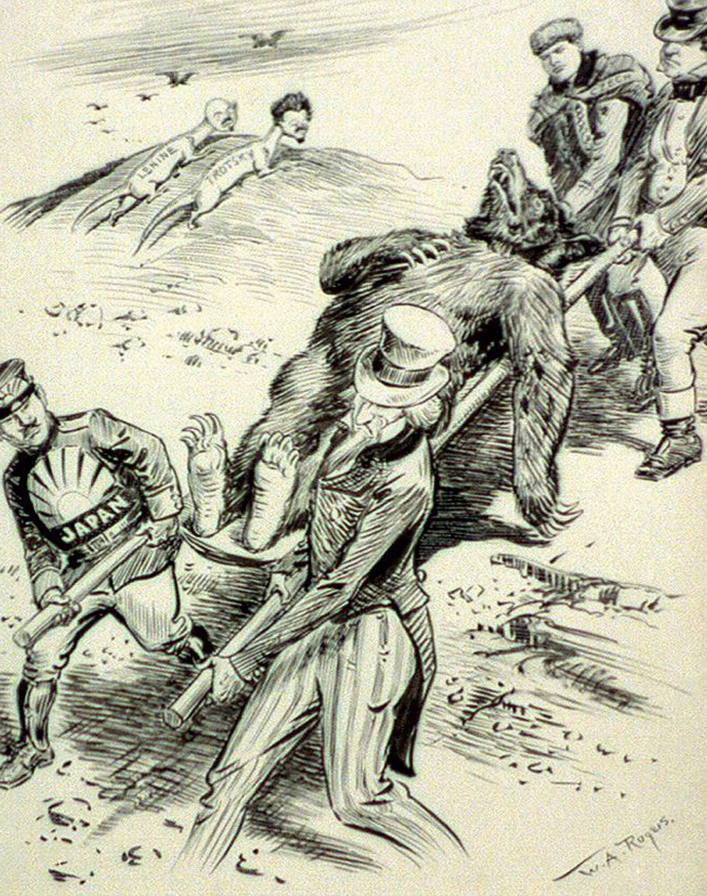 A Hospital Case, anti-kommunistisk tegneserie, publisert under Red Scare, 1918 av William Allen after Rogers