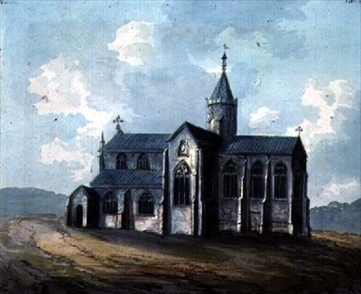 En kirke med et rundt tårn av William Anderson
