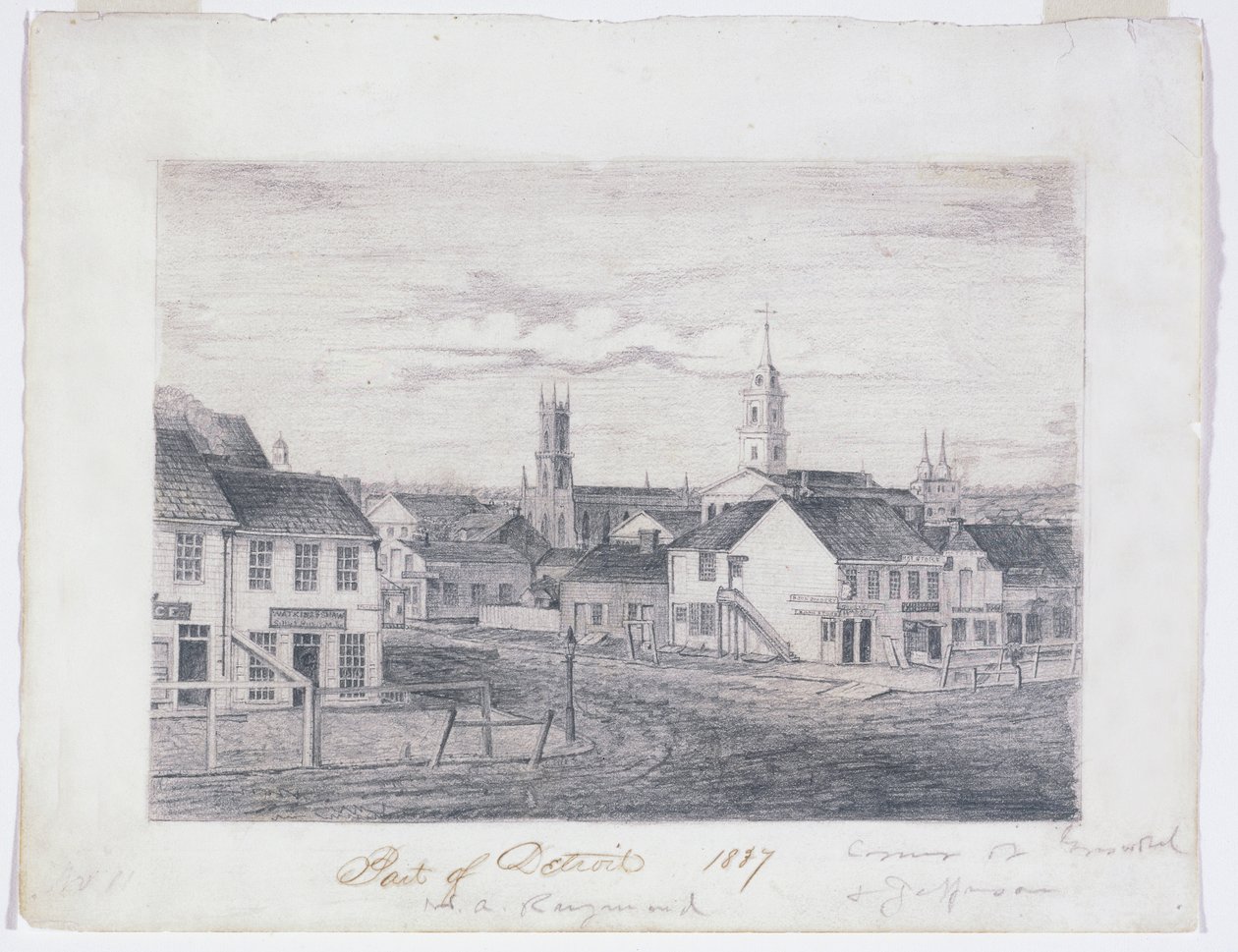 En del av Detroit i 1837, ca. 1837 (grafittblyant på vevd papir) av William Asa Raymond
