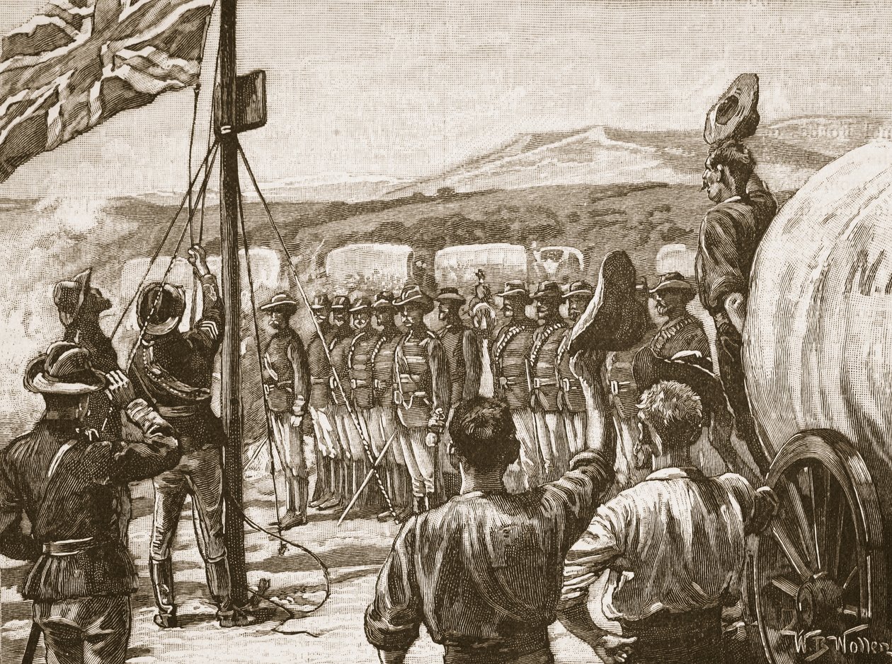 Britisk Sør-Afrika-selskaps banebrytende arbeid i Mashonaland, 1890, illustrasjon fra 
