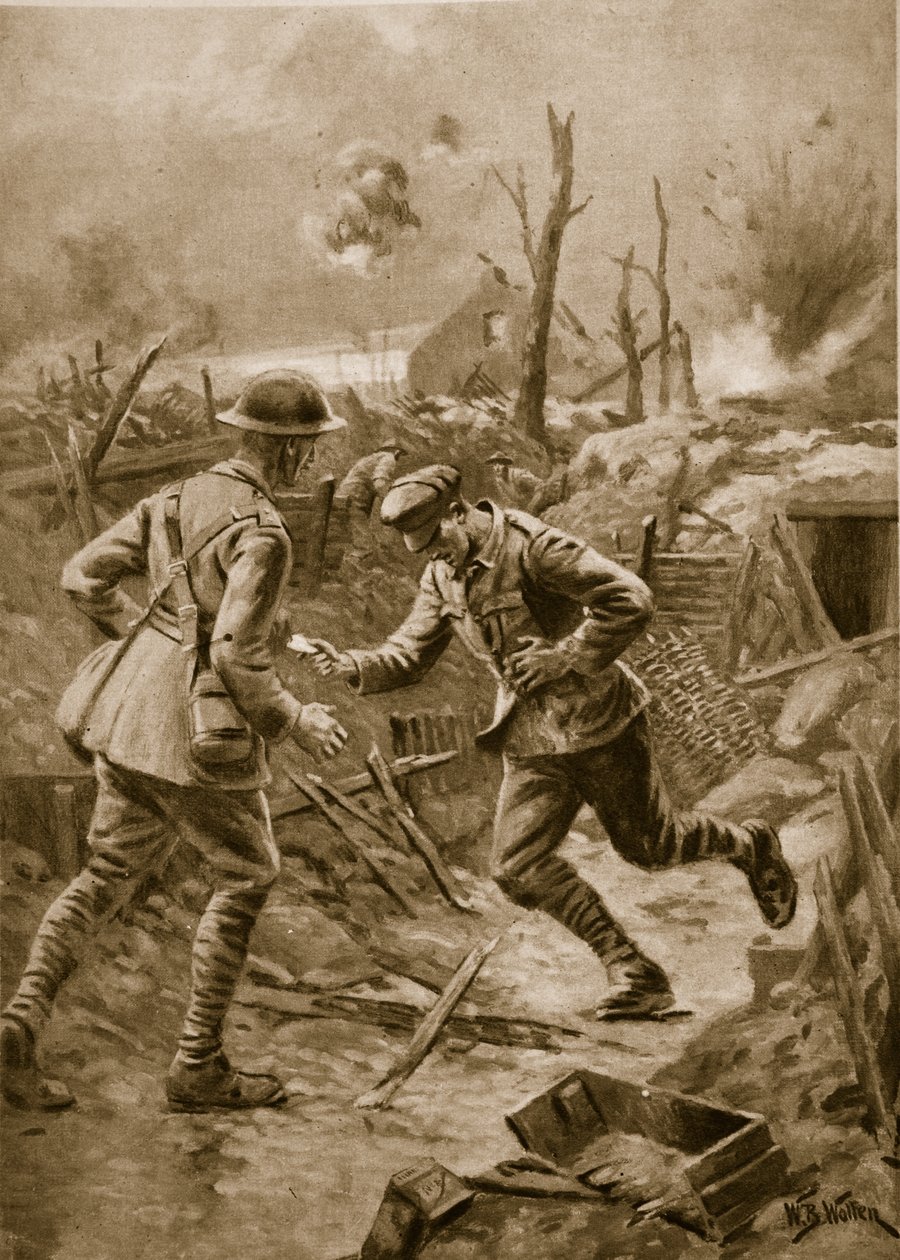 "Tro til døden": Såret britisk løper dør mens han leverer budskapet sitt, 1914-19 av William Barnes Wollen