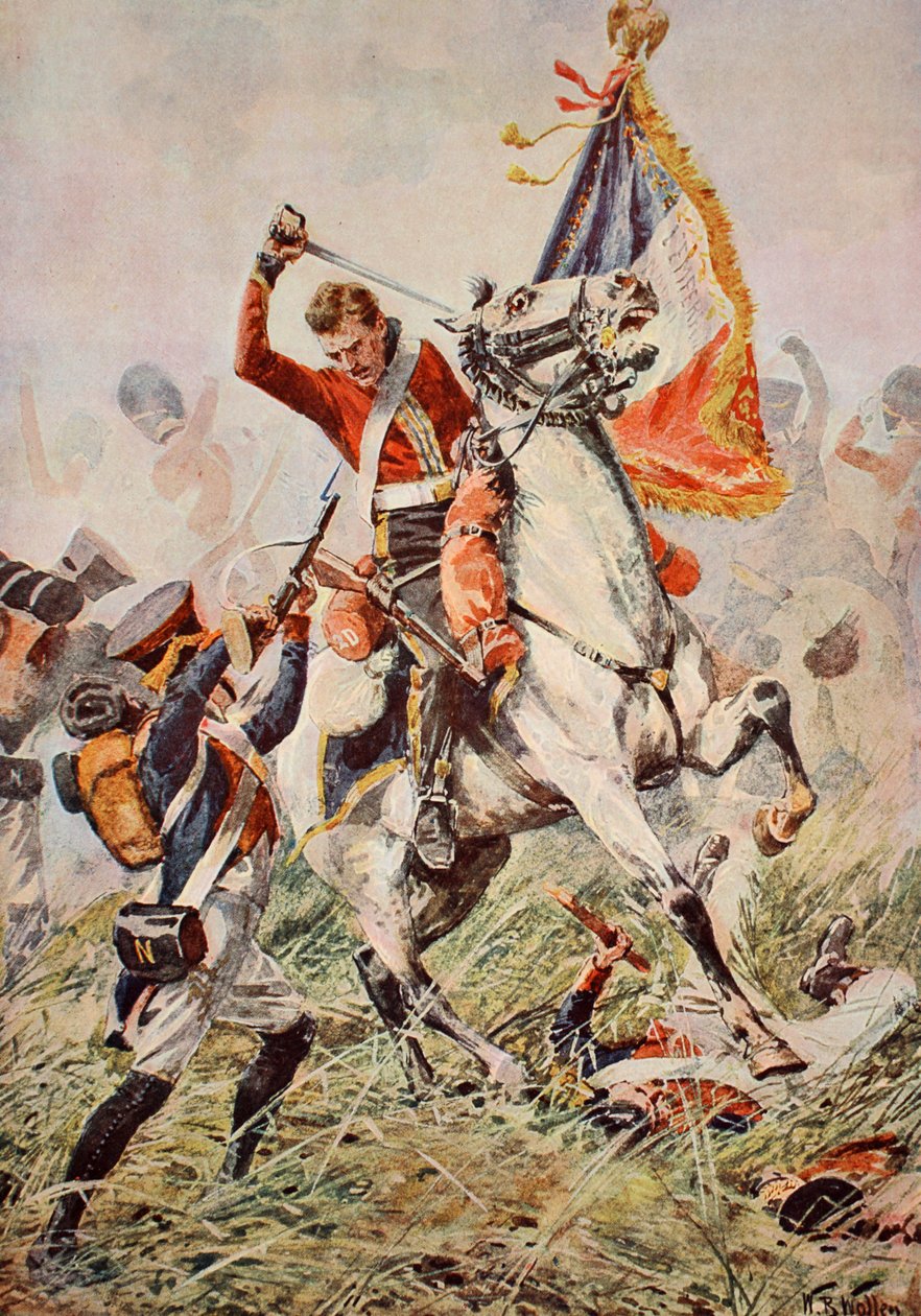 Sersjant Ewart fanger ørnen ved Waterloo, illustrasjon fra 