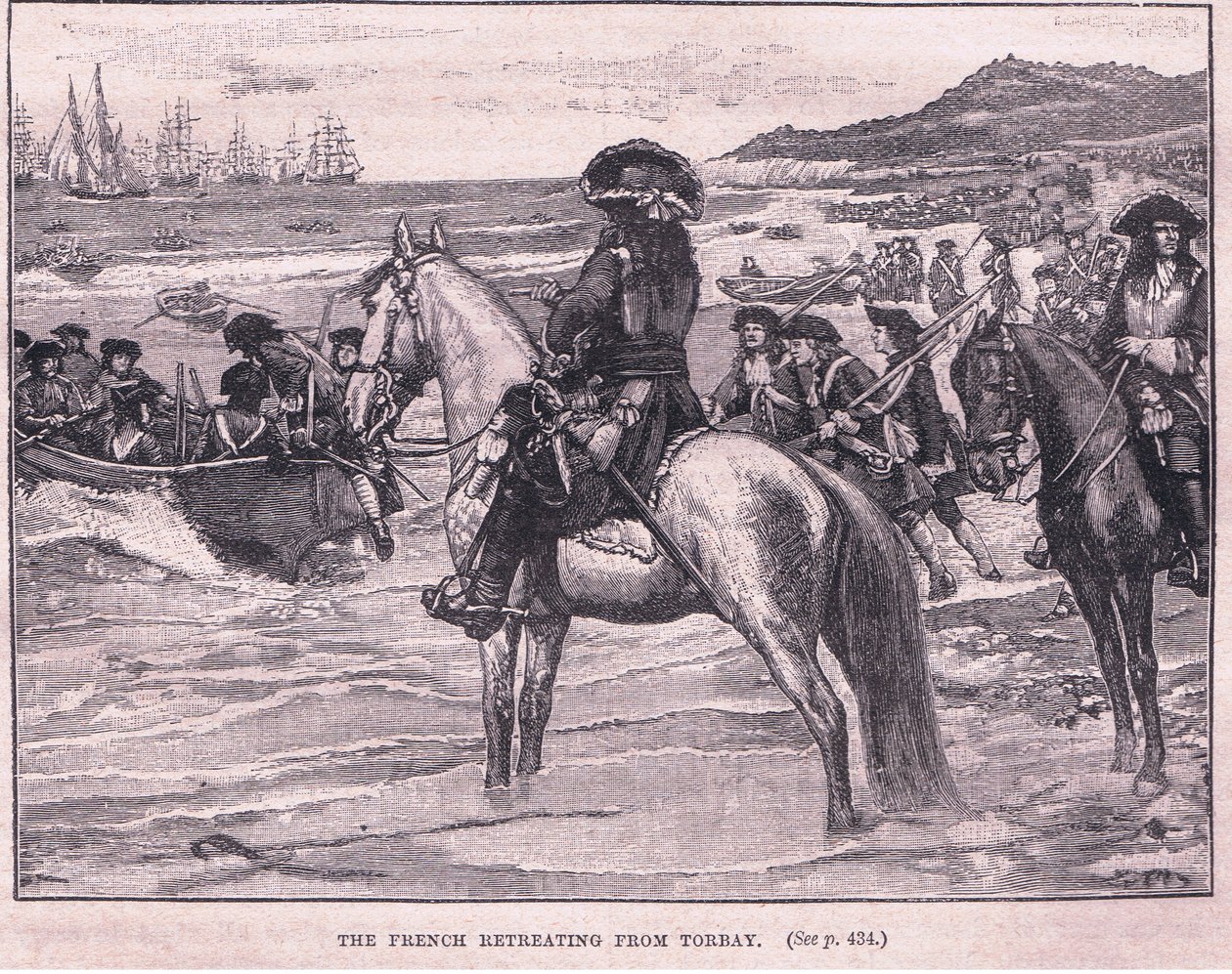 Franskmennene trekker seg tilbake fra Torbay e.Kr. 1690 av William Barnes Wollen
