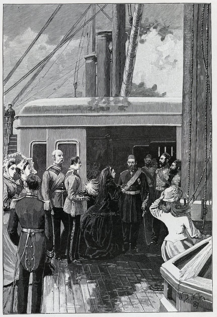 Dronningen investerte Abdul Aziz med strømpebåndsordenen, 1881 av William Barnes Wollen