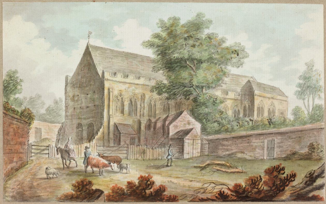 Country Church (blyant og akvarell på papir) av William Beilby