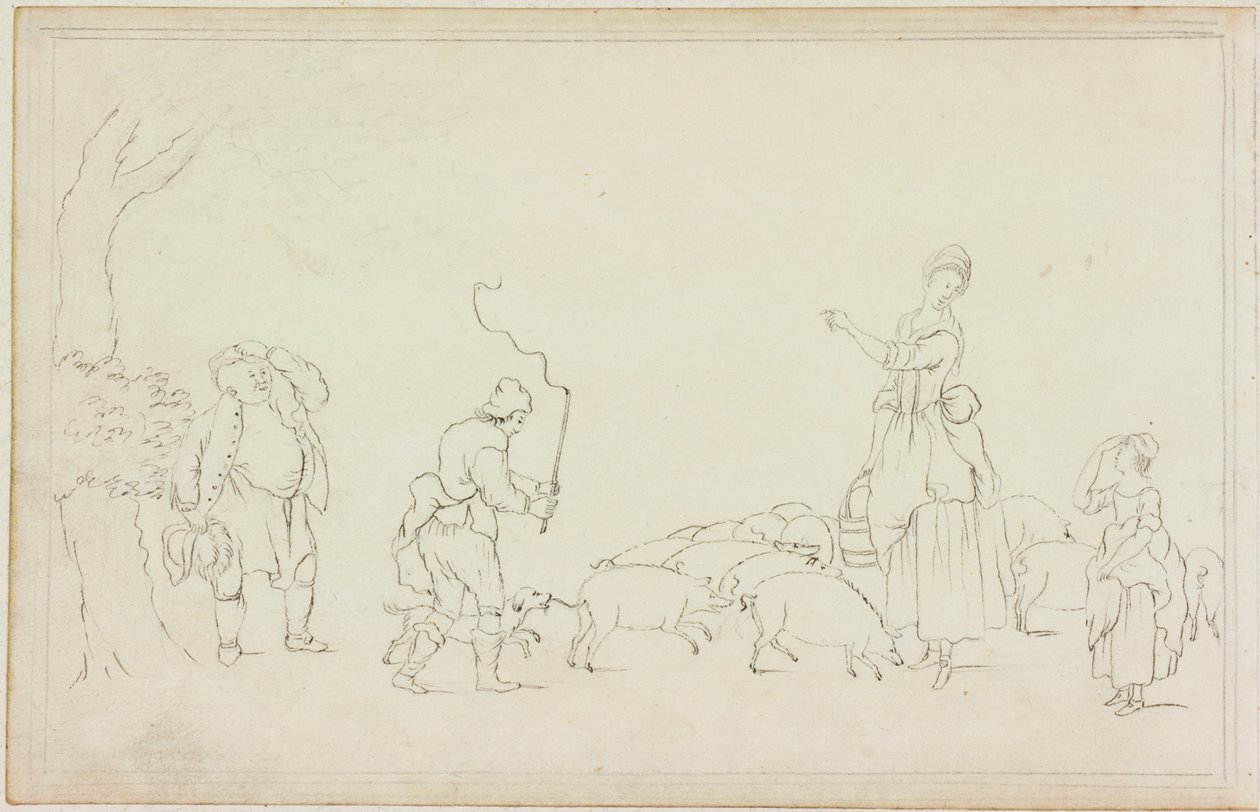 Scene med Pig Drover (blekk på papir (på papir med M756)) av William Beilby