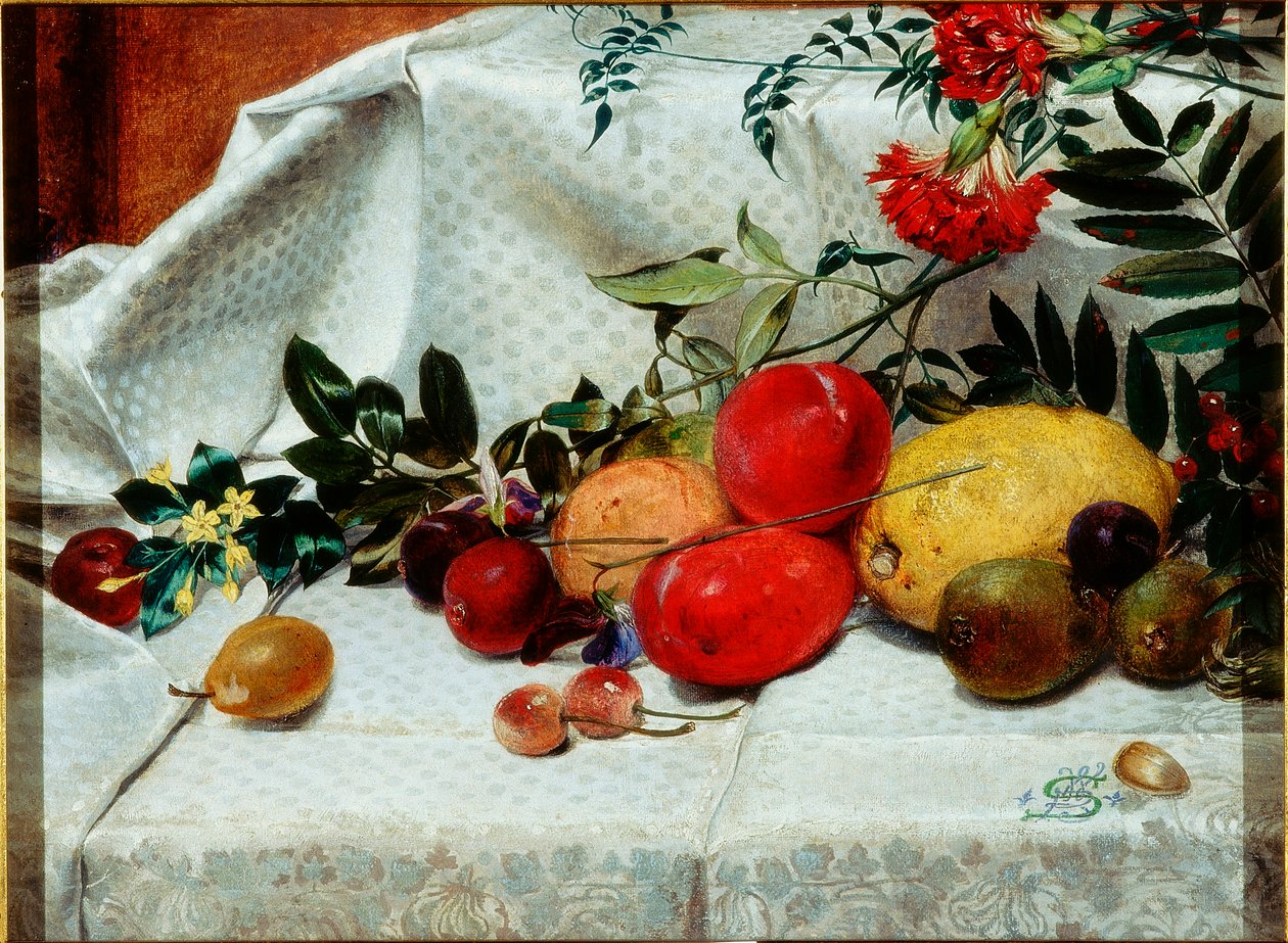 Studie av blomster og frukt, 1860 av William Bell Scott