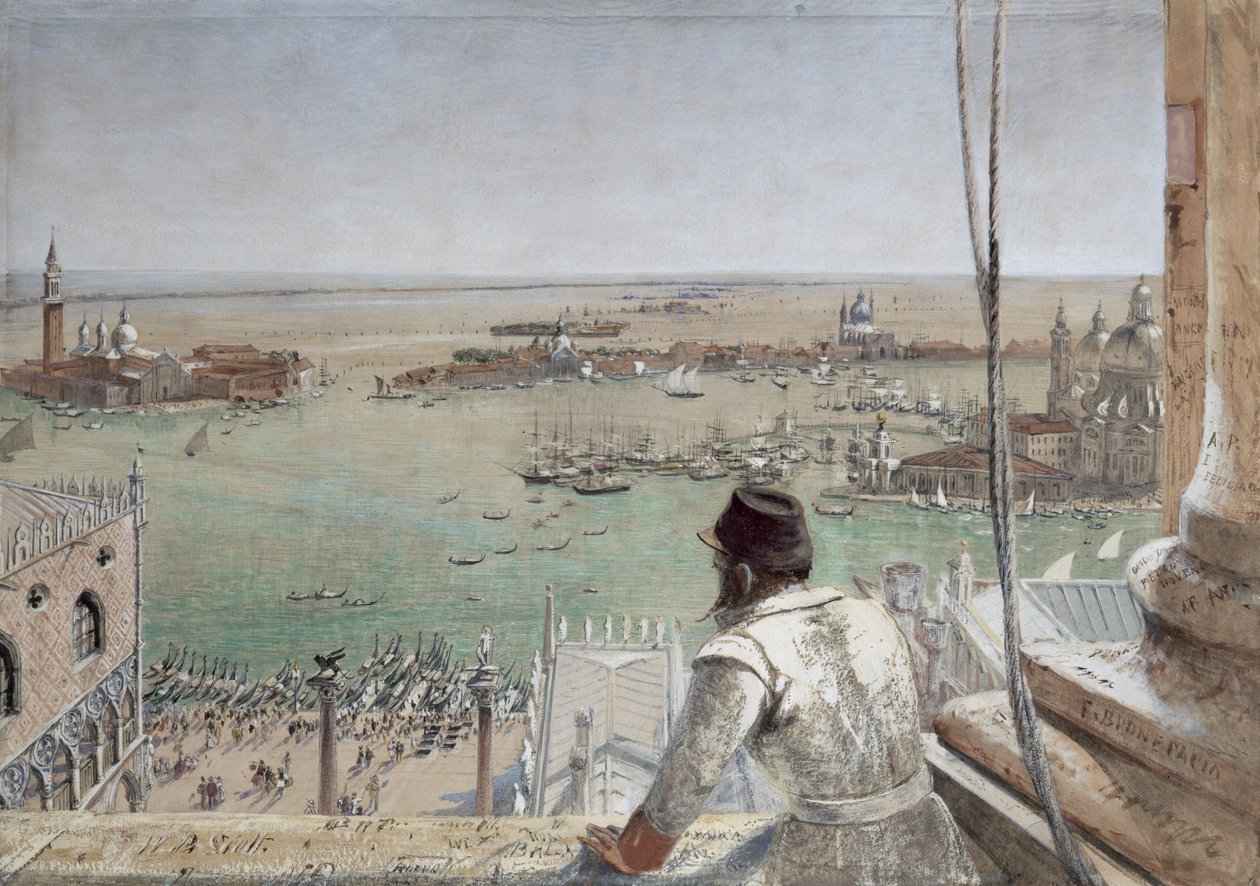 San Marco-bassenget fra Campanile, Venezia, 1862 (wc på papir) av William Bell Scott