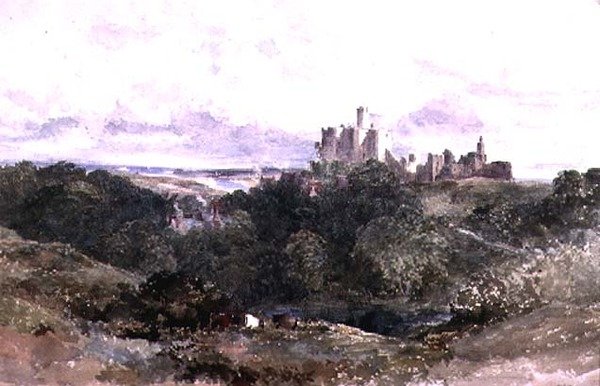 Warkworth Castle, Northumberland, 1800-tallet av William James Bennett