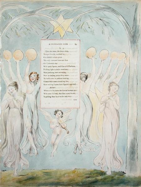 A Pindaric Ode, fra The Poems of Thomas Gray, utgitt 1797-98 (wc og svart blekk på papir) av William Blake