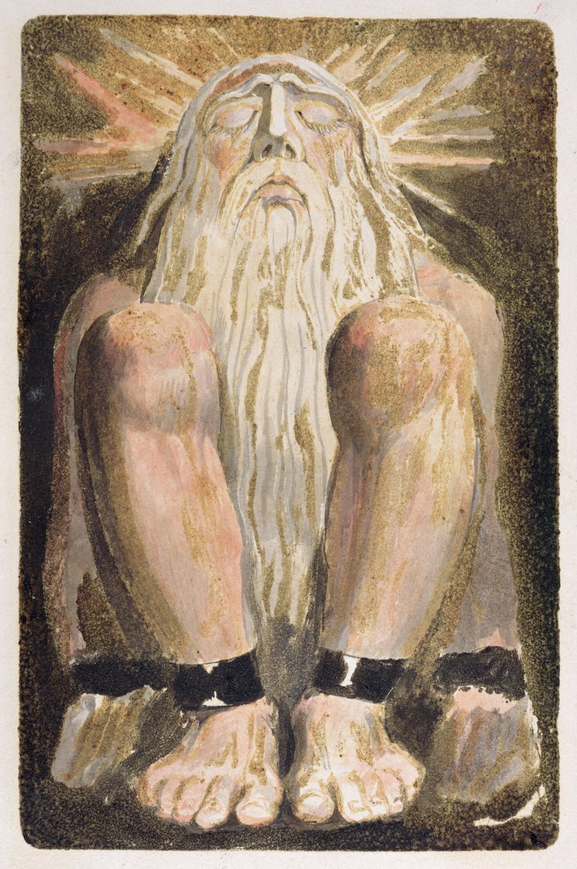 En naken mann med langt, hvitt skjegg, plate 3 fra 