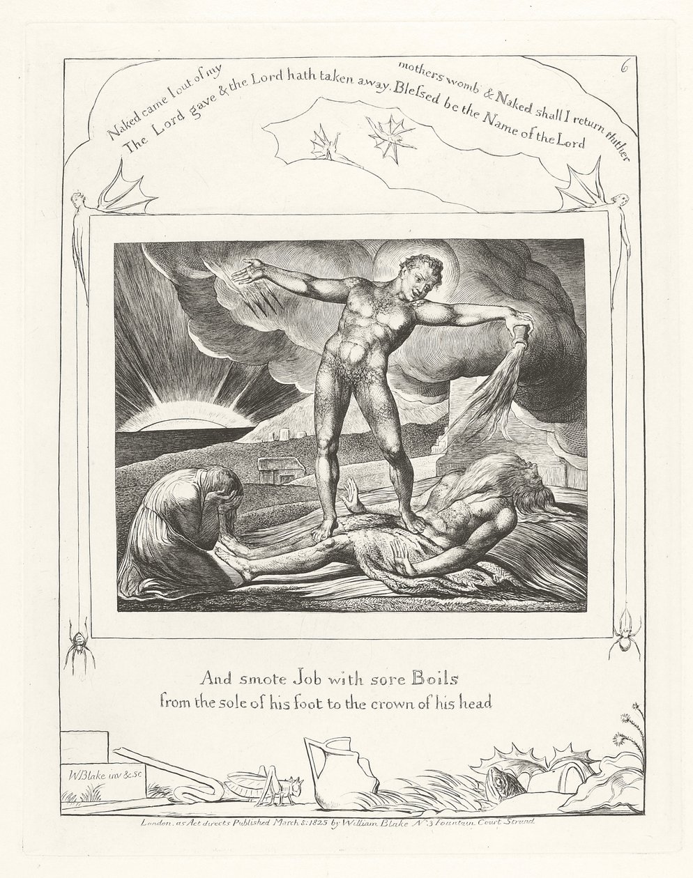 Og slo Job med såre byller fra fotsålen til hodet, 1825 av William Blake