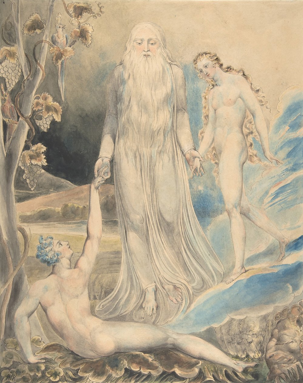 Engel av det guddommelige nærvær som bringer Eva til Adam, ca. 1803 av William Blake