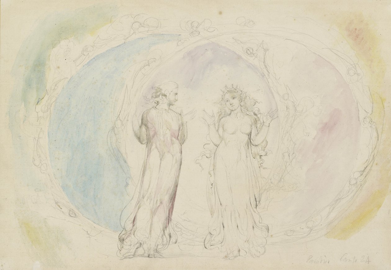 Beatrice og Dante i Gemini, midt i Spheres of Flame, illustrasjon til 