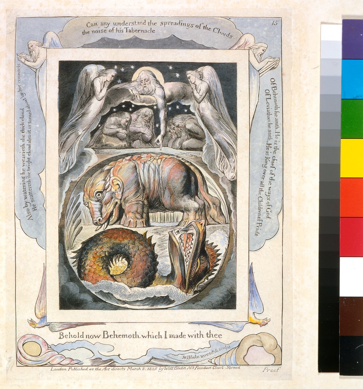 Behemoth og Leviathan fra Jobs bok (pl.15), ca. 1793 (håndtonet linjegravering) av William Blake