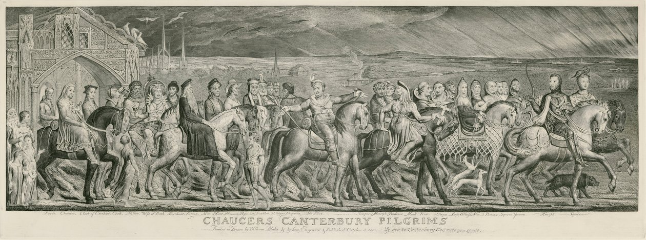 Gravering av Blake Canterbury pilegrimer av William Blake