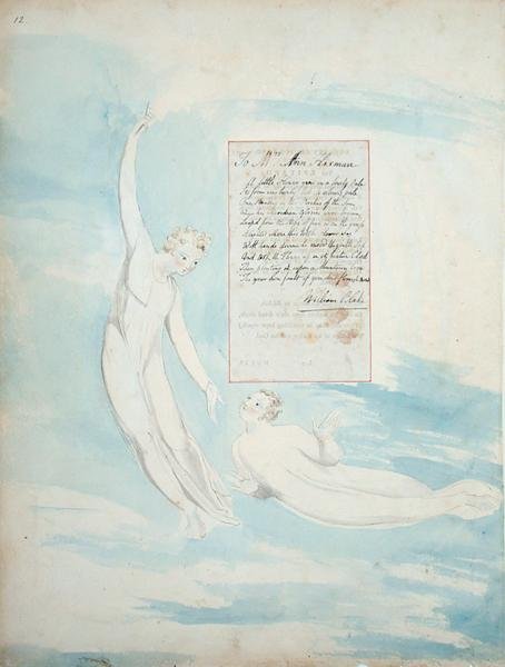 Elegy Written in a Country Churchyard, fra The Poems of Thomas Gray, utgitt 1797-98 (wc og svart blekk på papir) av William Blake