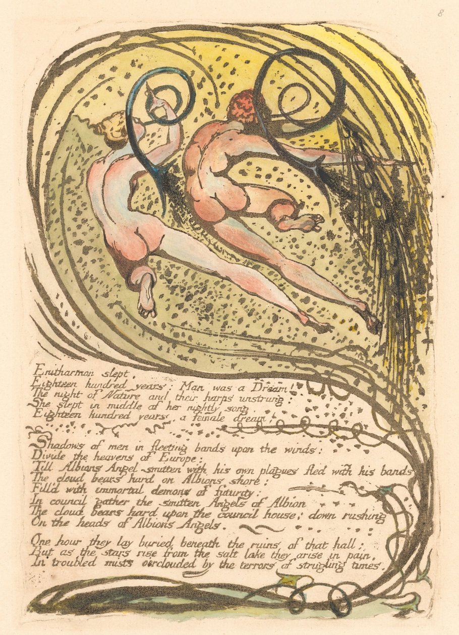 Europa. En profeti, plate 10, Enitharmon sov. . . . (Bentley 12) av William Blake