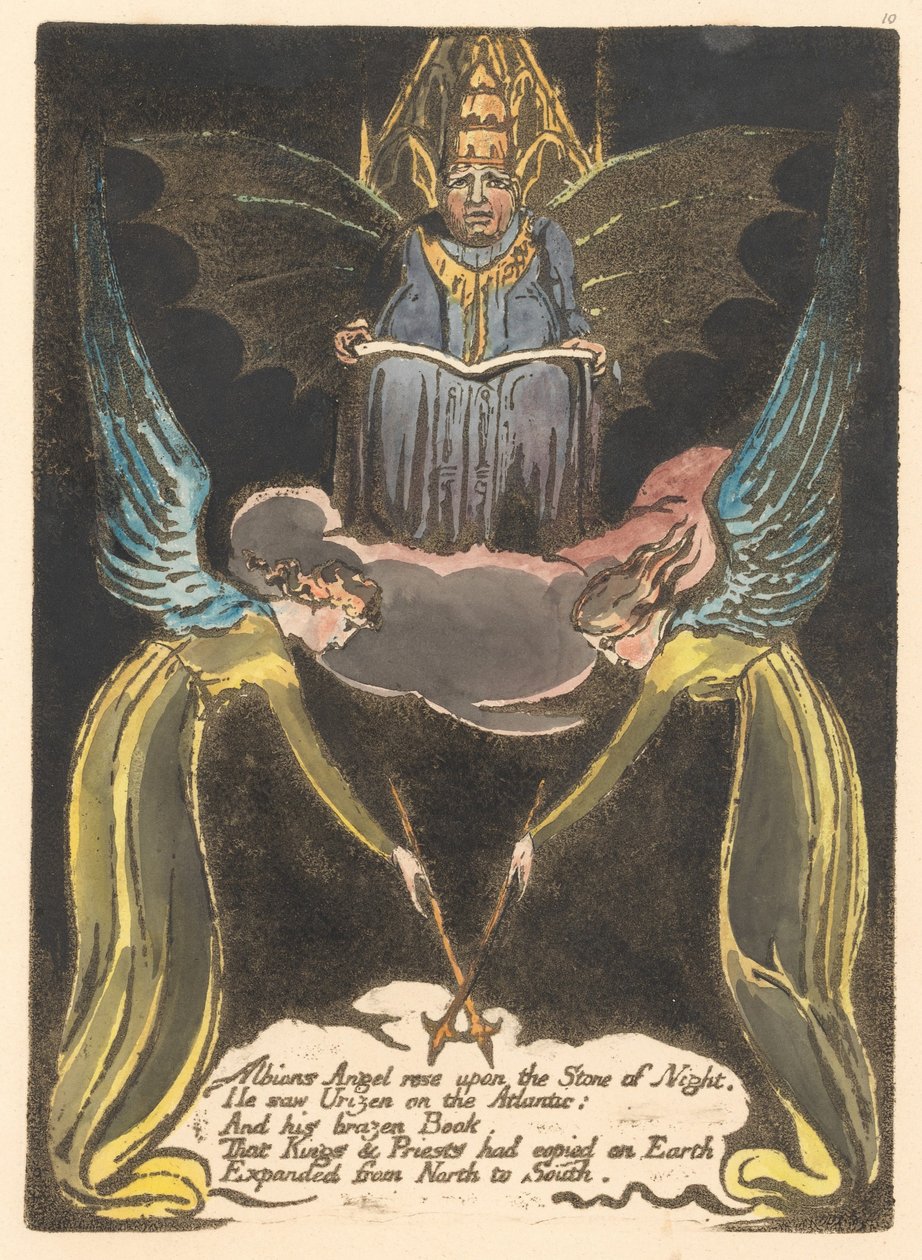 Europa. En profeti, plate 12, Albions Angel rose. . . . (Bentley 14) av William Blake