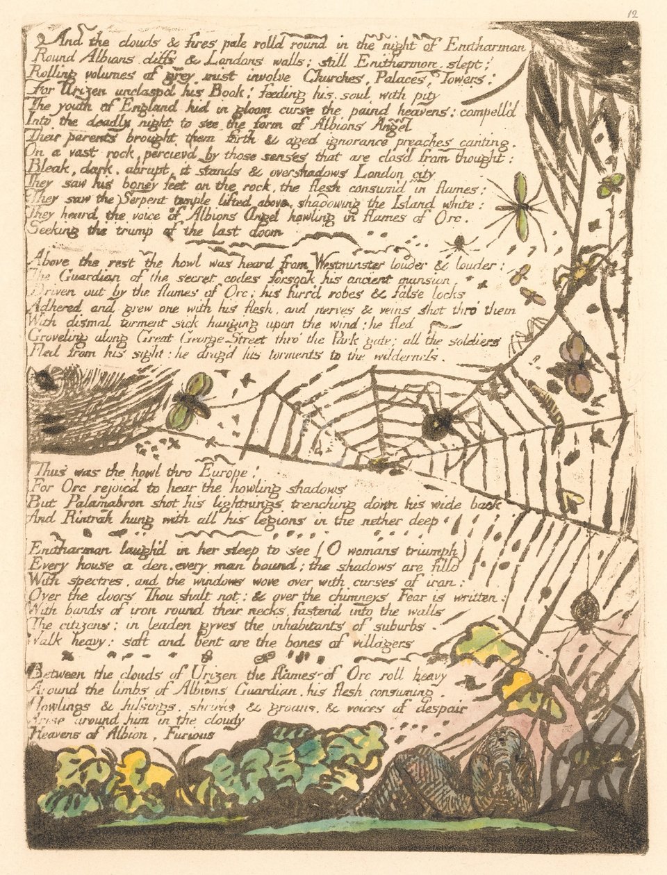 Europa. En profeti, plate 14, og skyene og brannene. . . . (Bentley 15) av William Blake
