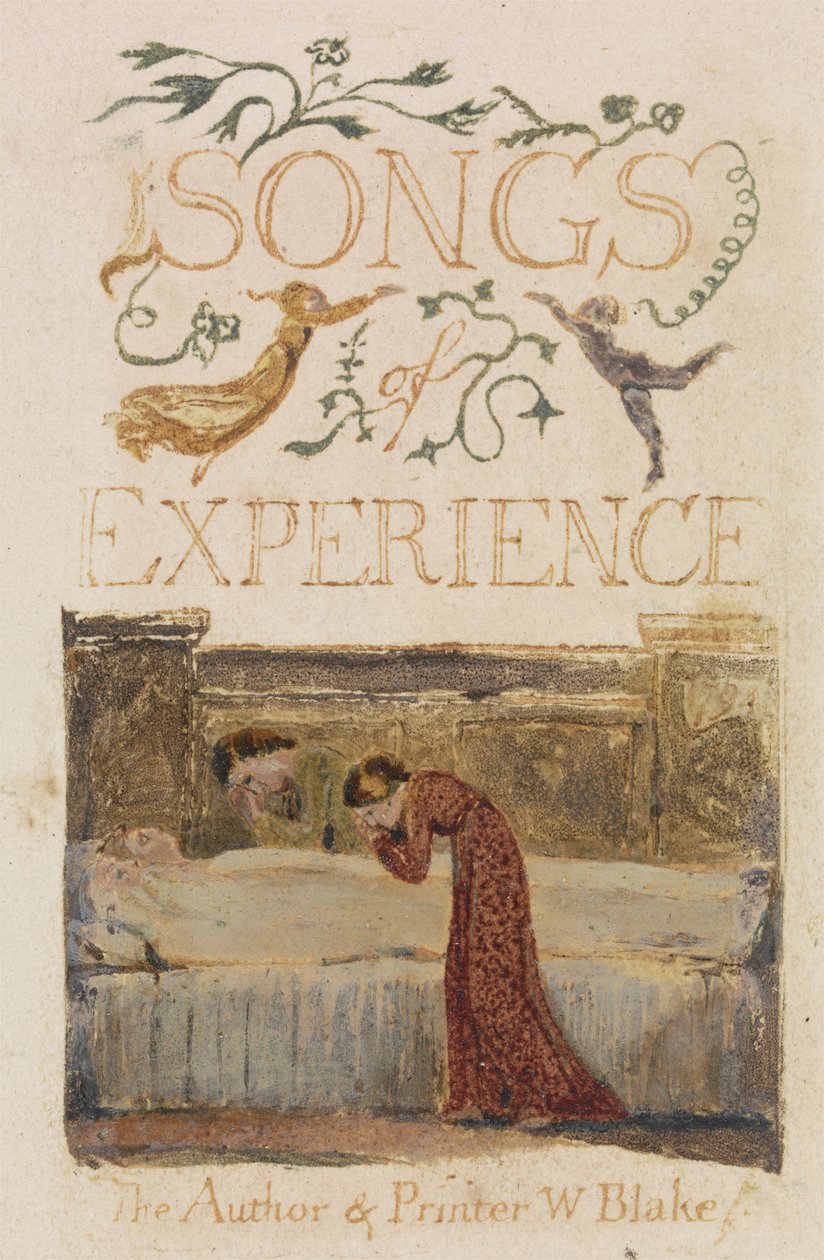 Erfaring, tittelside, form Songs of Experience, 1794 (relieffetsing med akvarell) av William Blake