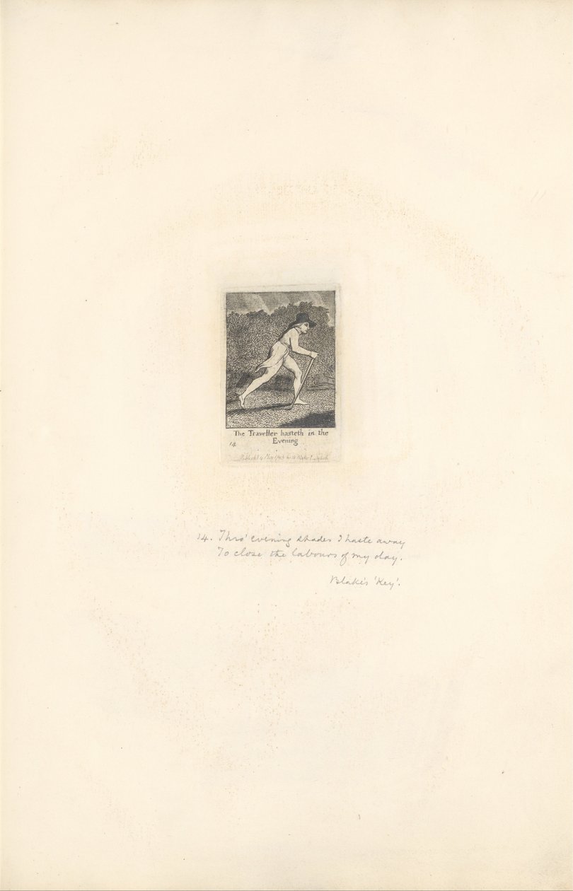 For kjønnene- Paradisets porter, plate 16, har den reisende på kvelden av William Blake