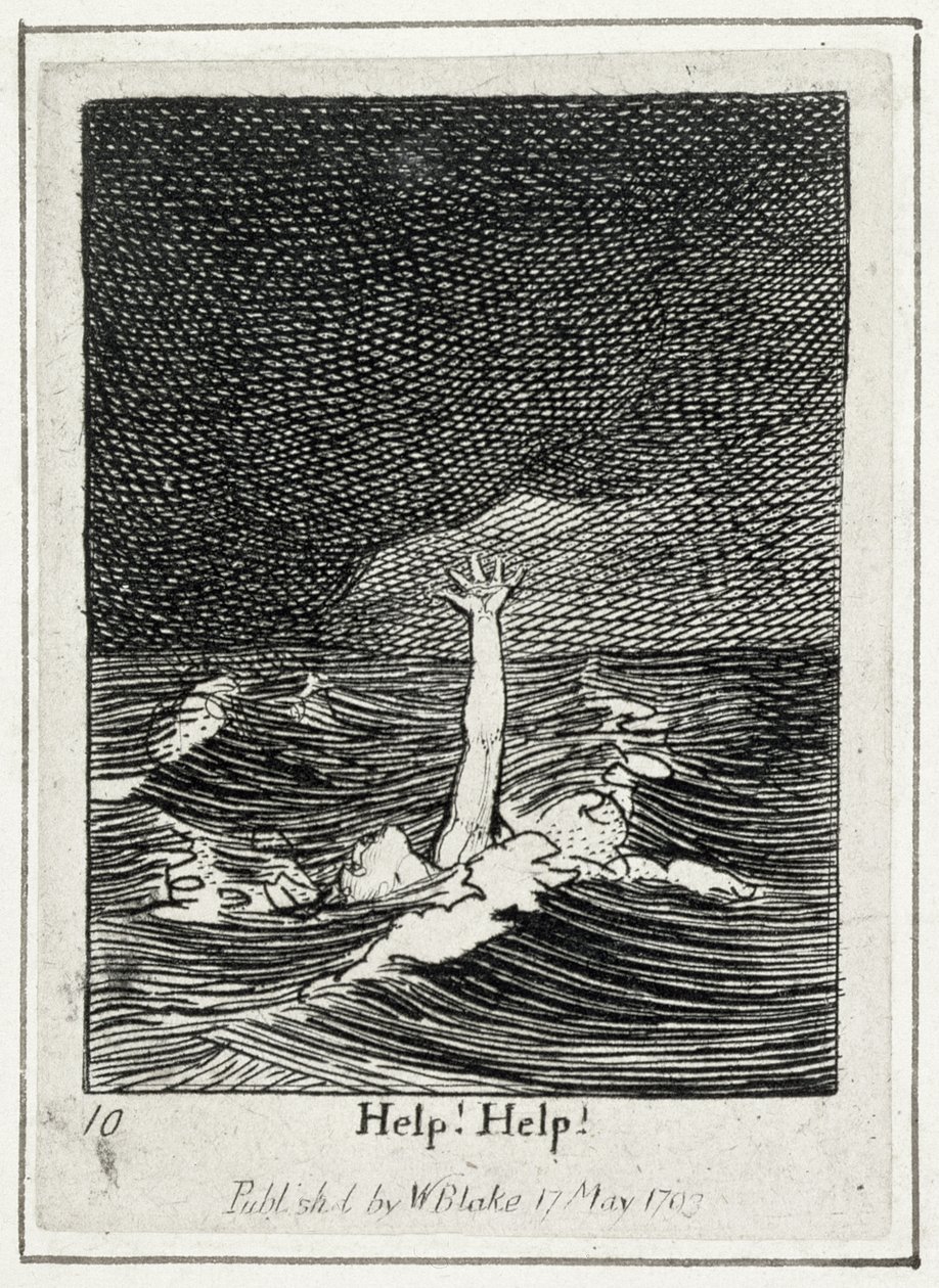 Hjelp! Hjelp!, plate 10 fra For the Sexes, The Gates of Paradise, pub. 1793 (linjegravering) av William Blake